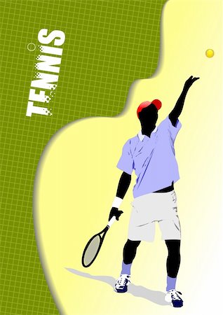 simsearch:400-07754437,k - Poster tennis player. Colored Vector illustration for designers Fotografie stock - Microstock e Abbonamento, Codice: 400-04706378