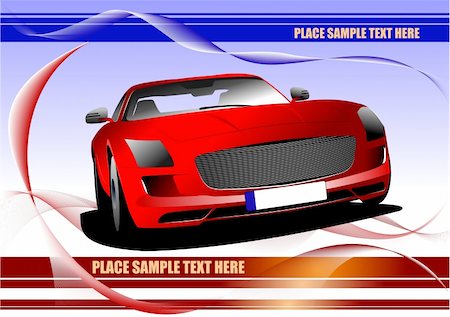 Abstract waved background with red car image. Colored vector fine illustration Stock Photo - Budget Royalty-Free & Subscription, Code: 400-04706415