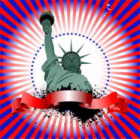 statue of liberty on the flag - 4th July ? Independence day of United States of America. Poster for  graphic designers Stock Photo - Budget Royalty-Free & Subscription, Code: 400-04706421