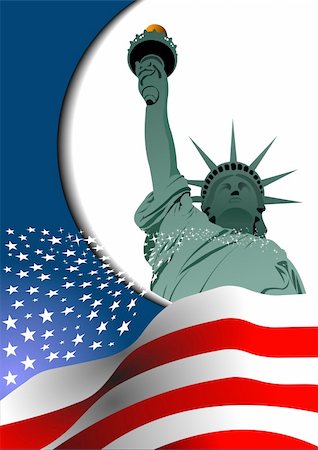 flag waving with statue of liberty - 4th July ? Independence day of United States of America. Poster for  graphic designers Stock Photo - Budget Royalty-Free & Subscription, Code: 400-04706423