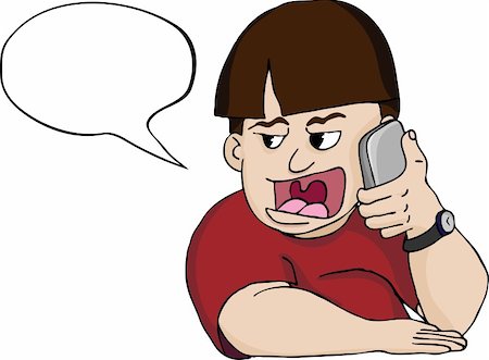 fat man scream - Chubby man talks loudly on his phone. Includes a text bubble to insert customizable content. Stock Photo - Budget Royalty-Free & Subscription, Code: 400-04706479