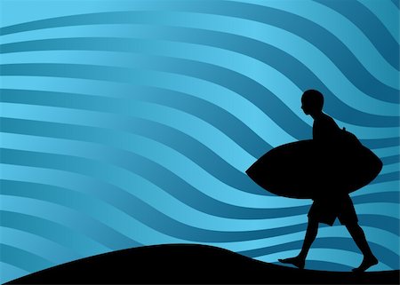 An image of a surfer walking on the beach. Stock Photo - Budget Royalty-Free & Subscription, Code: 400-04706705