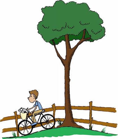 paperboy - Pen and ink style illustration of a paper boy riding his bicycle. Stock Photo - Budget Royalty-Free & Subscription, Code: 400-04706746