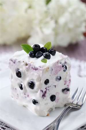 Delicious homemade blueberry cake with sour cream. Shallow DOF Stock Photo - Budget Royalty-Free & Subscription, Code: 400-04707074