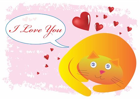 simsearch:400-08043274,k - Cat I Love You Illustration in Vector Photographie de stock - Aubaine LD & Abonnement, Code: 400-04707205