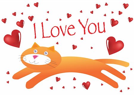 simsearch:400-08043274,k - Cat I Love You Illustration in Vector Photographie de stock - Aubaine LD & Abonnement, Code: 400-04707206