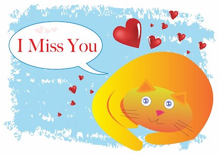 simsearch:400-08043274,k - Cat I Miss You Illustration in Vector Photographie de stock - Aubaine LD & Abonnement, Code: 400-04707207