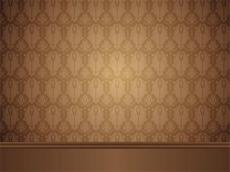 elegant brown borders - Vector - Vintage Room with wood floor and seamless wallpaper. Stock Photo - Budget Royalty-Free & Subscription, Code: 400-04707481