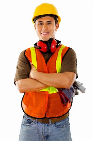 simsearch:400-05341942,k - Stock image of male construction worker over white background Foto de stock - Super Valor sin royalties y Suscripción, Código: 400-04707496