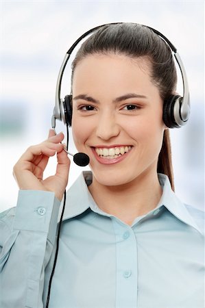 simsearch:400-08293929,k - Call center woman with headset. Stock Photo - Budget Royalty-Free & Subscription, Code: 400-04708381