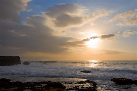 Rocky ocean coast on sunset Stock Photo - Budget Royalty-Free & Subscription, Code: 400-04708596