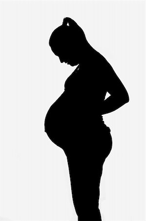 simsearch:400-04334843,k - Pregnant Woman silhouette on white background. Foto de stock - Royalty-Free Super Valor e Assinatura, Número: 400-04708812
