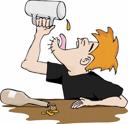 skinny people cartoon - A drunken man empties the last drop of alcohol onto his tongue. Stock Photo - Budget Royalty-Free & Subscription, Code: 400-04708973