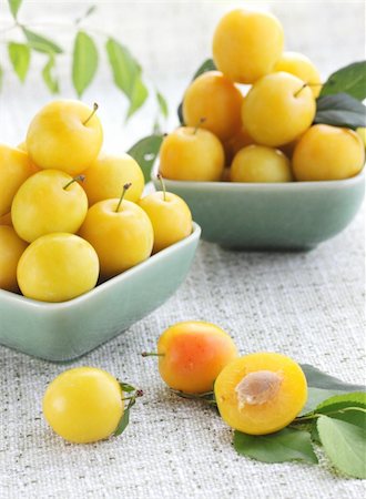 simsearch:400-05237252,k - Two plates of the yellow damson plum Stock Photo - Budget Royalty-Free & Subscription, Code: 400-04709217
