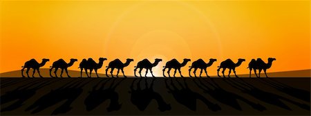 reich (artist) - line of camels in fron of burning sun in savanna desert Fotografie stock - Microstock e Abbonamento, Codice: 400-04709377