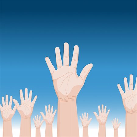 simsearch:400-07222960,k - An image of a crowd of raised hands. Fotografie stock - Microstock e Abbonamento, Codice: 400-04709396