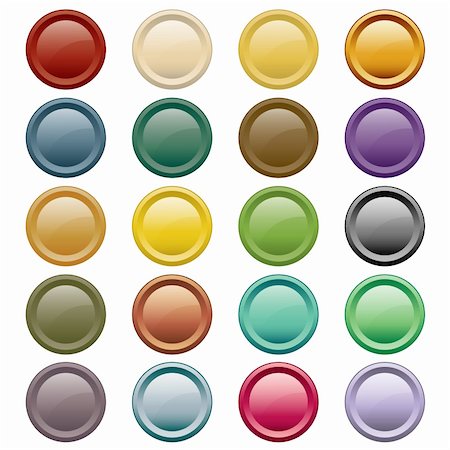 Web buttons in 20 round assorted colors. Isolated on white. Photographie de stock - Aubaine LD & Abonnement, Code: 400-04709407