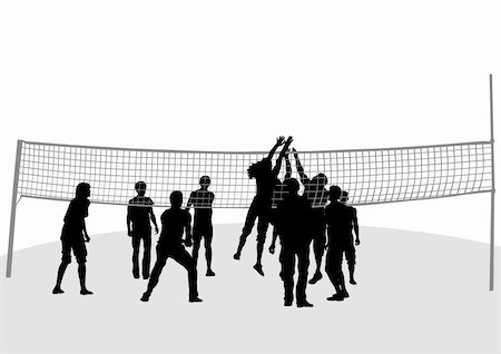 female muscular volleyball - Vector drawing jumping around volleyball nets Stock Photo - Budget Royalty-Free & Subscription, Code: 400-04709821