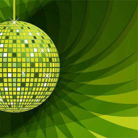 simsearch:600-07156431,k - Disco ball in green with sparkles set on an elegant green abstract background. Foto de stock - Super Valor sin royalties y Suscripción, Código: 400-04709883