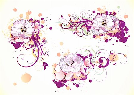 simsearch:400-04626284,k - Vector illustration of grunge Floral Decorative elements Stock Photo - Budget Royalty-Free & Subscription, Code: 400-04709975