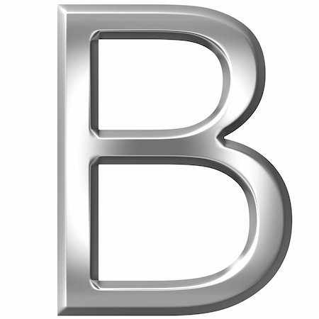 simsearch:400-05337866,k - 3d silver letter B isolated in white Stock Photo - Budget Royalty-Free & Subscription, Code: 400-04700601