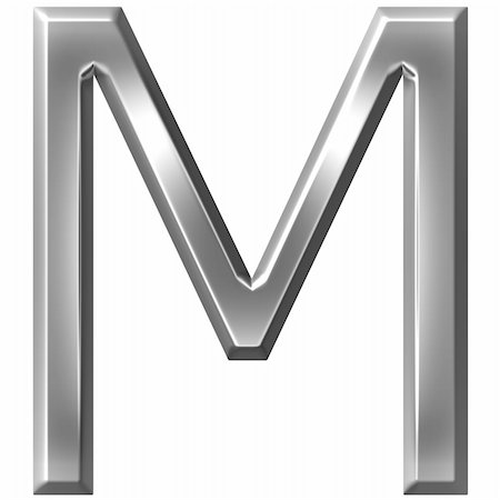 3d silver letter M isolated in white Stock Photo - Budget Royalty-Free & Subscription, Code: 400-04700612