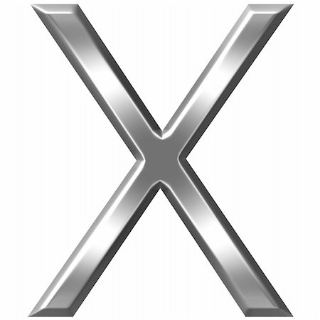 simsearch:400-05235443,k - 3d silver letter X isolated in white Stock Photo - Budget Royalty-Free & Subscription, Code: 400-04700623