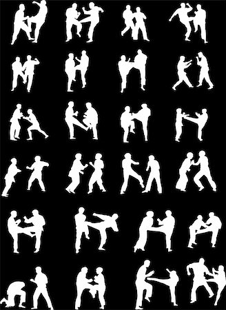 simsearch:400-04558215,k - Vector Silhouette Images of Martial Art Fighters Photographie de stock - Aubaine LD & Abonnement, Code: 400-04700717