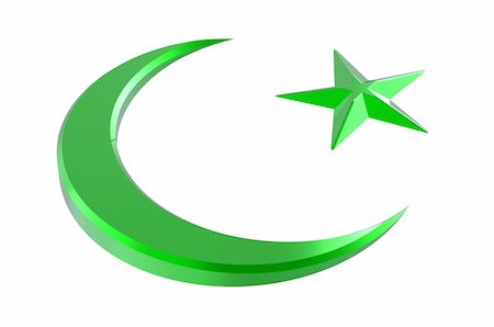 Green crescent and star isolated on white Stock Photo - Budget Royalty-Free & Subscription, Code: 400-04700782