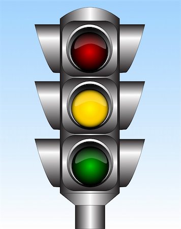 stop sign intersection - Illustration of the urban traffic light with yellow light Stock Photo - Budget Royalty-Free & Subscription, Code: 400-04700848