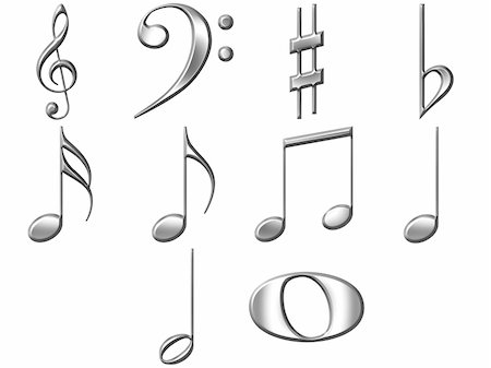 simsearch:400-04994761,k - 3d silver music notes isolated in white Stock Photo - Budget Royalty-Free & Subscription, Code: 400-04701284