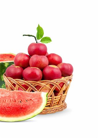 simsearch:825-02308416,k - Watermelon and apples  isolated on a white background Stockbilder - Microstock & Abonnement, Bildnummer: 400-04701326