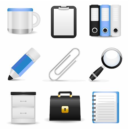 simsearch:400-06358064,k - Set of vector office icons Foto de stock - Royalty-Free Super Valor e Assinatura, Número: 400-04701840