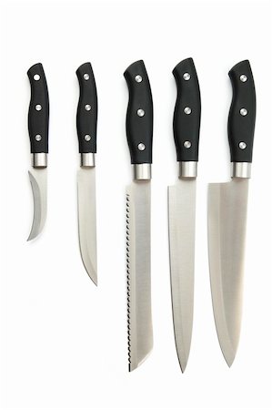 simsearch:400-04708469,k - Collection of kitchen knives isolated on white background Stock Photo - Budget Royalty-Free & Subscription, Code: 400-04702056