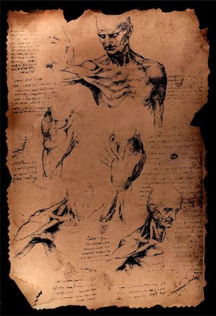 de vinci - Photo of the Vitruvian Man by Leonardo Da Vinci from 1492 on textured background. Photographie de stock - Aubaine LD & Abonnement, Code: 400-04702638
