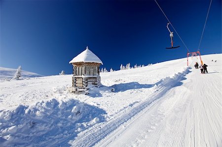 simsearch:400-04303416,k - Winter Landscape with Rope Tow to the Top of the Mountain. Ukraine, Dragobrat Stock Photo - Budget Royalty-Free & Subscription, Code: 400-04702950