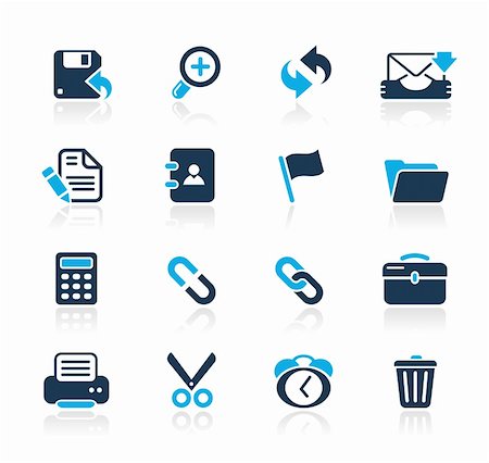 simsearch:400-07628509,k - Set of decorative blue icons isolated on white background for your web site or presentations.    Vector file in EPS 8 file format. Foto de stock - Royalty-Free Super Valor e Assinatura, Número: 400-04702989
