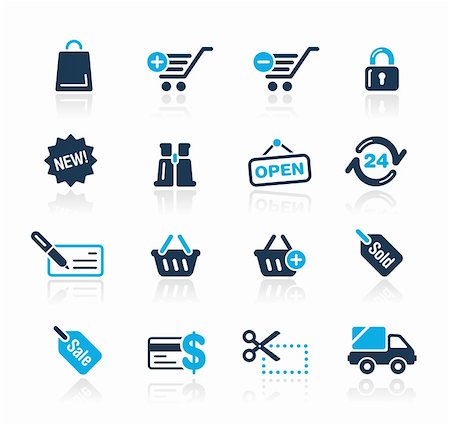 Set of decorative blue icons isolated on white background for your web site or presentations.    Vector file in EPS 8 file format. Stock Photo - Budget Royalty-Free & Subscription, Code: 400-04703024