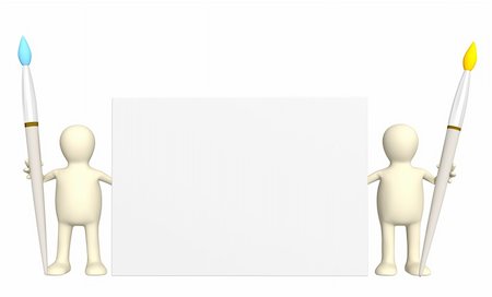 simsearch:400-04182389,k - Two puppets with brushes. Isolated over white Stockbilder - Microstock & Abonnement, Bildnummer: 400-04703576