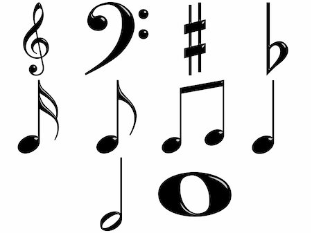 simsearch:400-07986632,k - 3d music notes isolated in white Stock Photo - Budget Royalty-Free & Subscription, Code: 400-04703617