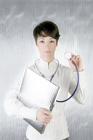 modern future doctor woman stethoscope and silver folder Stock Photo - Budget Royalty-Free & Subscription, Code: 400-04703871