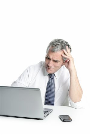 simsearch:400-04782151,k - angry sad senior gray hair businessman laptop computer hand gesture Photographie de stock - Aubaine LD & Abonnement, Code: 400-04703883