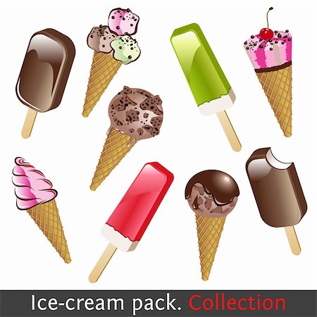 strawberry vanilla chocolate ice cream - Ice cream pack. Collection. Set of vector illustration. Foto de stock - Super Valor sin royalties y Suscripción, Código: 400-04714037