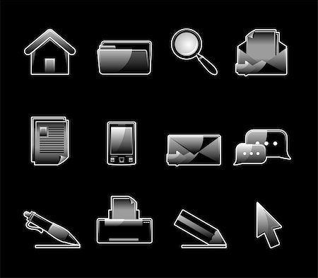 simsearch:400-06358064,k - Set of 12 glossy web icons. Shopping, business and money icon set. Part 1. (see other in my portfolio) Foto de stock - Royalty-Free Super Valor e Assinatura, Número: 400-04714078