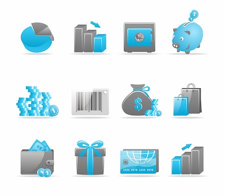 Set of 12 glossy web icons. Shopping, business and money icon set. Part 4. (see other in my portfolio) Foto de stock - Super Valor sin royalties y Suscripción, Código: 400-04714132