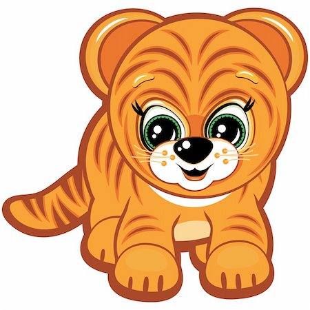 Vector Little tiger - one of the symbols of the Chinese horoscope. Illustration for your design. Photographie de stock - Aubaine LD & Abonnement, Code: 400-04714346