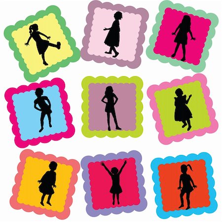 Abstract cards with kids silhouettes on it Stock Photo - Budget Royalty-Free & Subscription, Code: 400-04714413