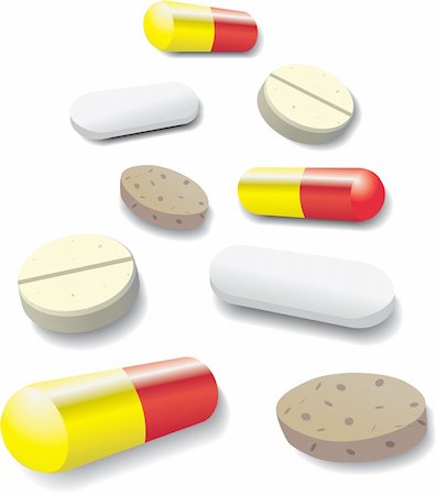 some pills and tabets - illustration Stock Photo - Budget Royalty-Free & Subscription, Code: 400-04714881