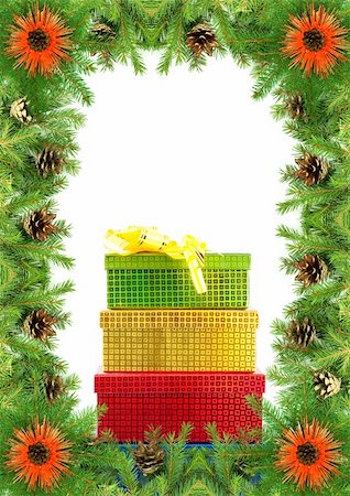 simsearch:400-06391837,k - Christmas framework with snow isolated on white background Stock Photo - Budget Royalty-Free & Subscription, Code: 400-04714994