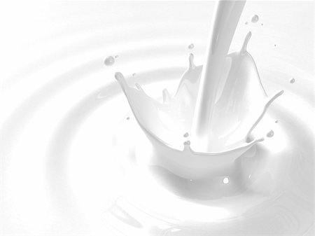 High quality 3D render of pouring milk, splashing and creating ripples. With copyspace Stock Photo - Budget Royalty-Free & Subscription, Code: 400-04715149